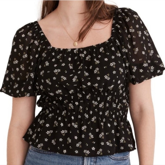 Madewell Floral Smocked Top - Picture 1 of 5